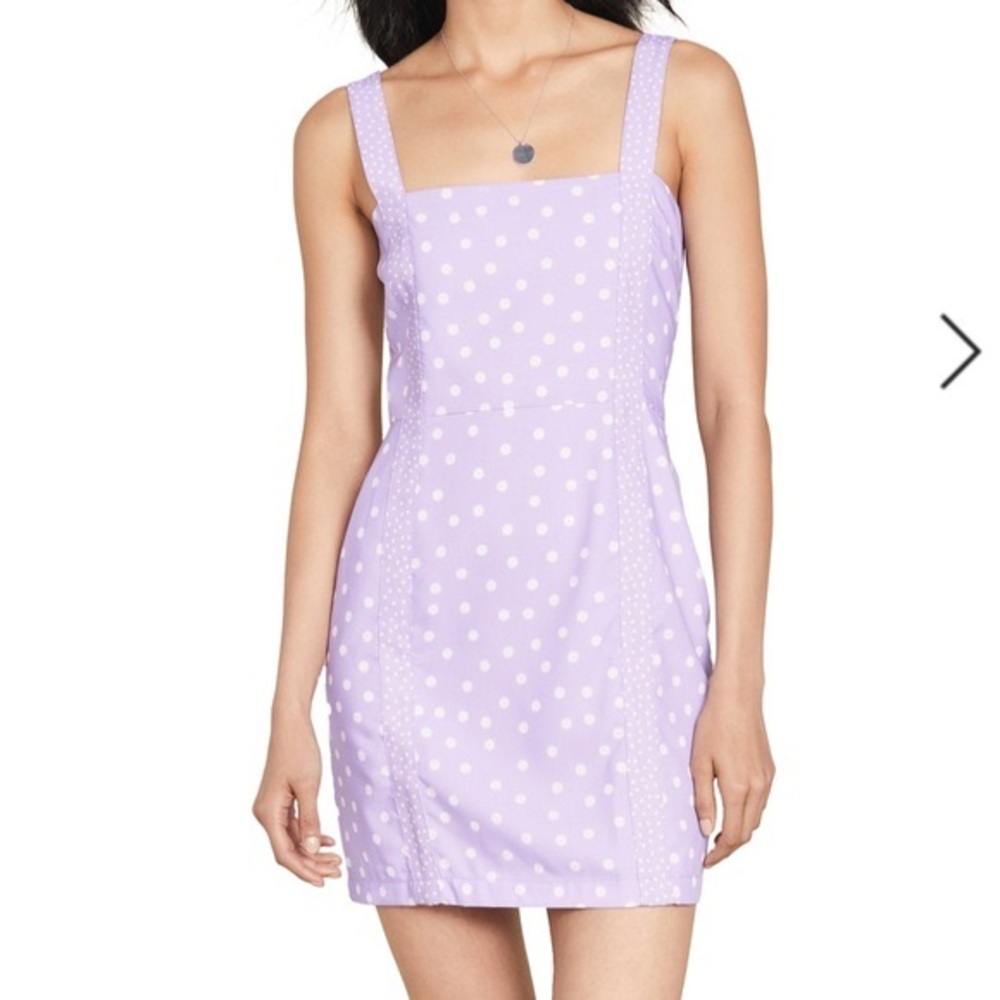 Solid & Striped Polka Dot Square-Neck Dress in Lavender, Size M